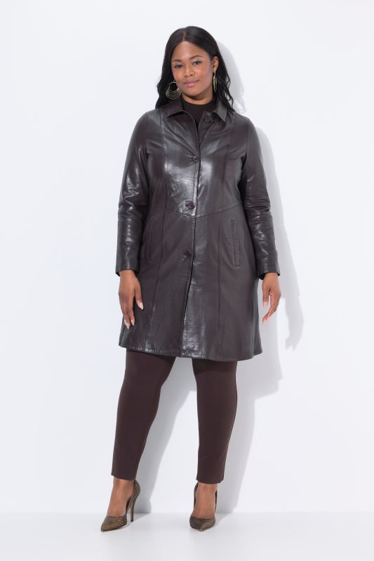 Lambskin Nappa Leather Satin-Lined Swing Coat