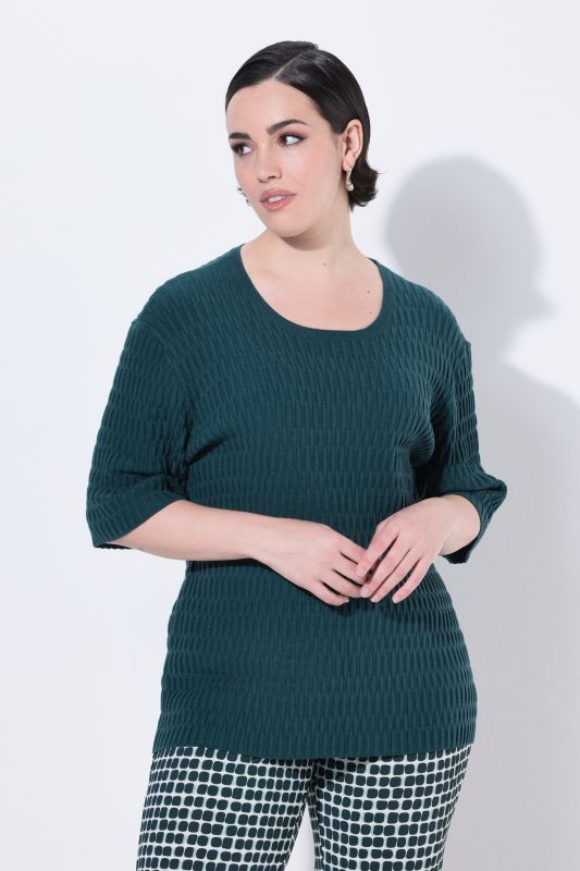 Textured Short Sleeve Sweater