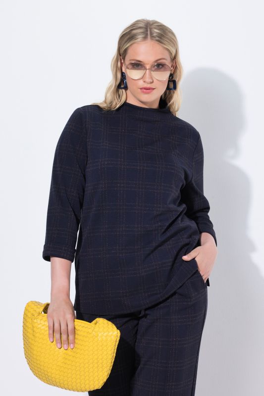 Glitter Check 3/4 Sleeve Sweatshirt