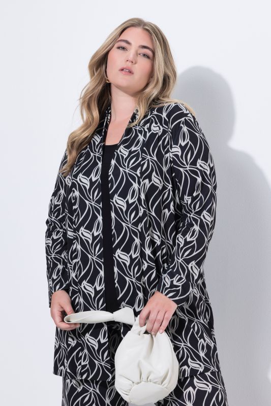 Matte Jersey Leaf Print A-Line Jacket