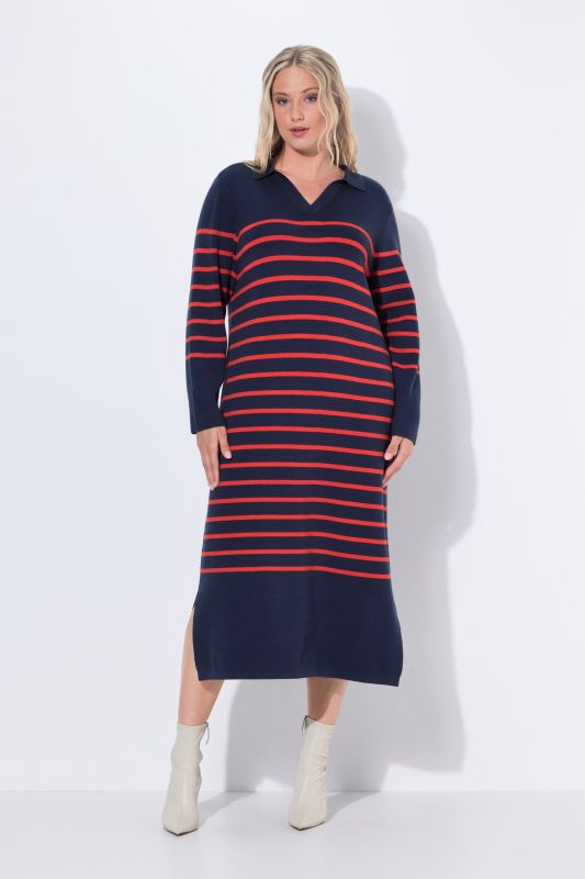 Breton Stripe Collared Knit Dress