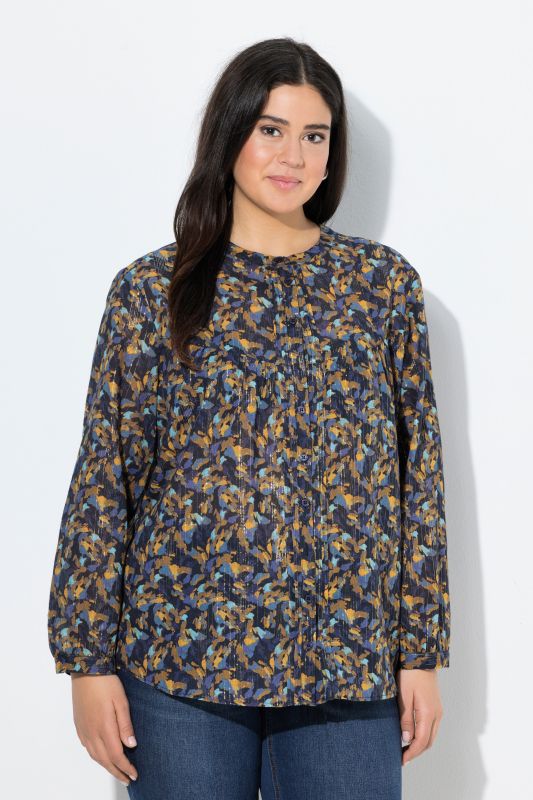 Glitter Stripe Allover Printed Long Sleeve Blouse