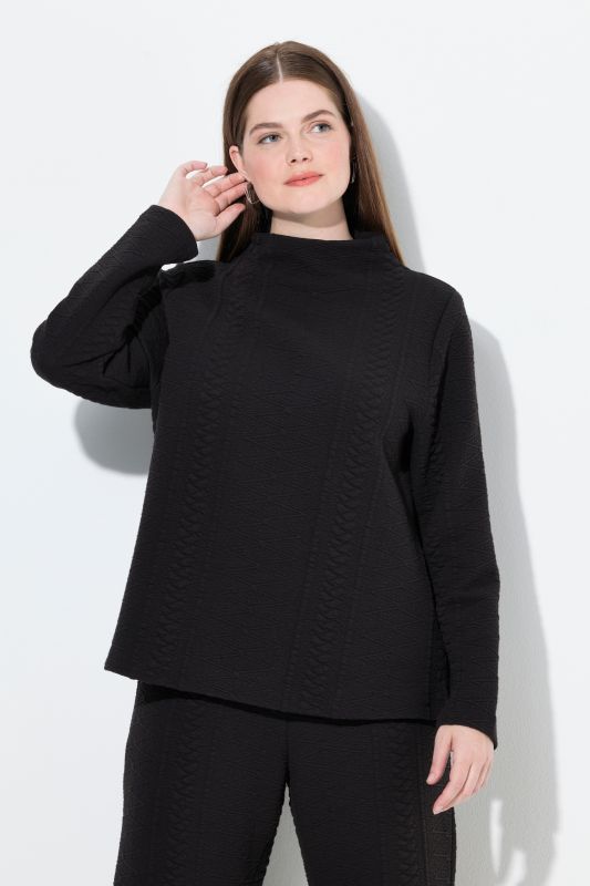 Eco Cotton Textured Turtleneck Sweatshirt