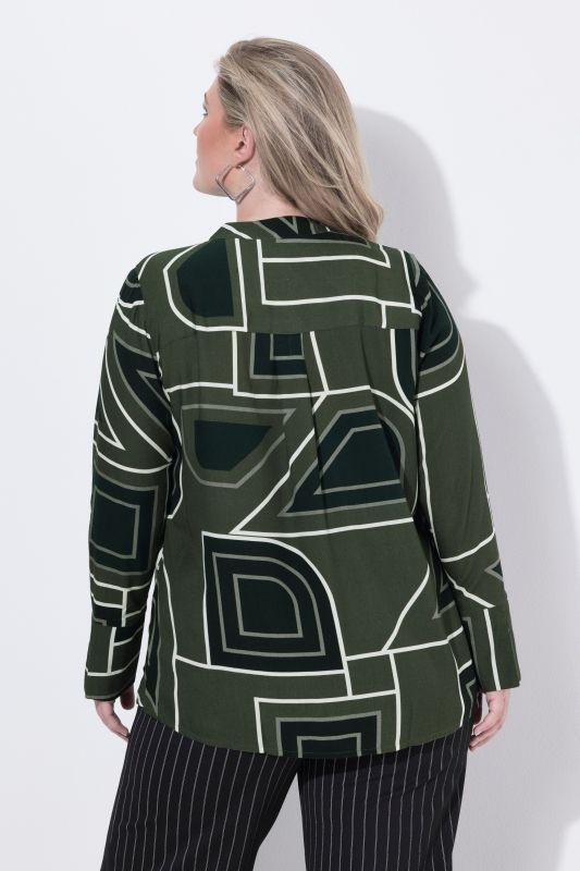 Graphic Line Print Long Sleeve Blouse