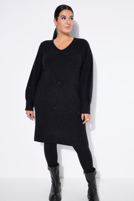 Рокля плетена с бляскав акцент