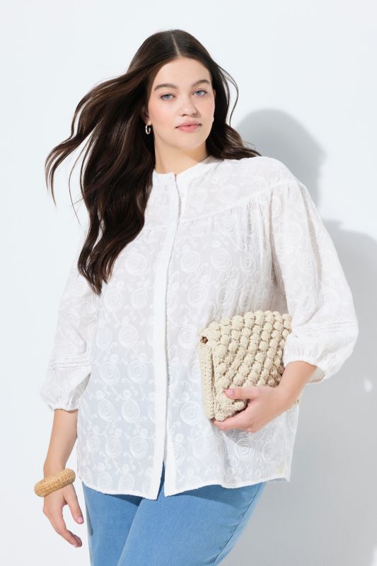 Риза с бродерия на рози