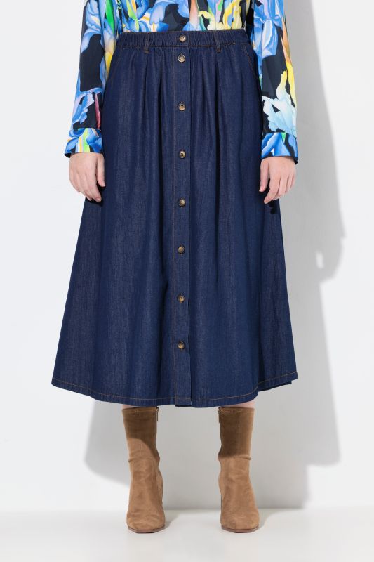 Button Front Denim Skirt