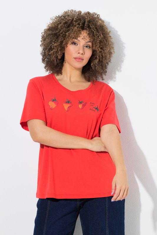 Тениска с принт на ягоди