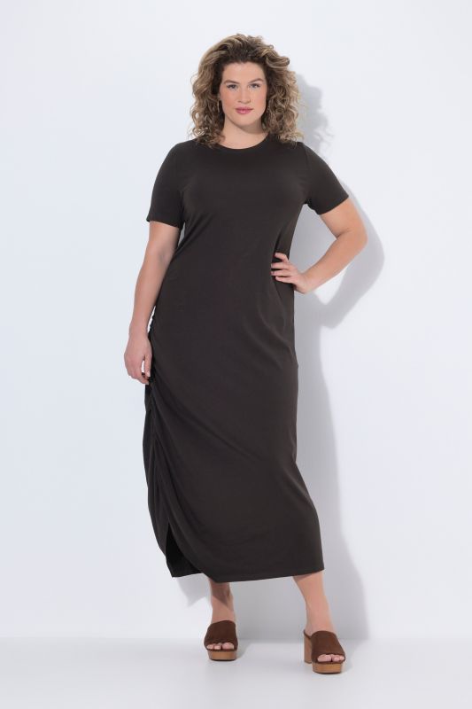 Eco Cotton Asymmetric Draped Short Sleeve Dress