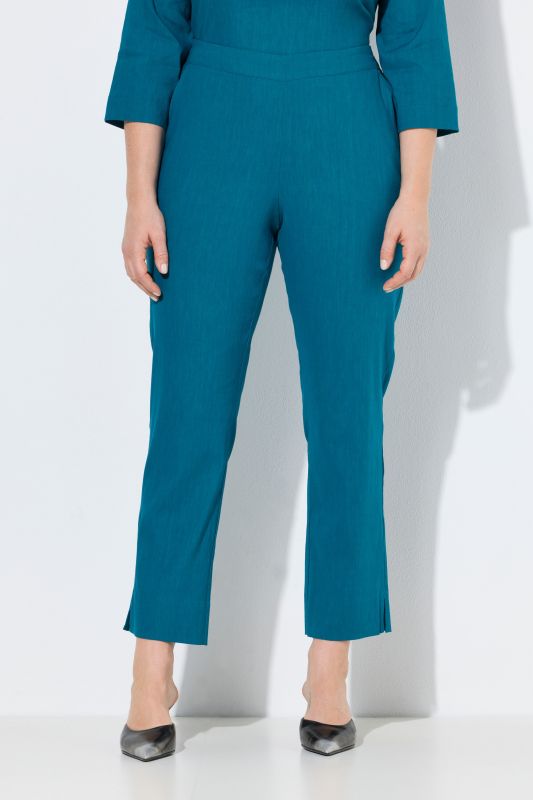 Linen Blend Elastic Waist Pants