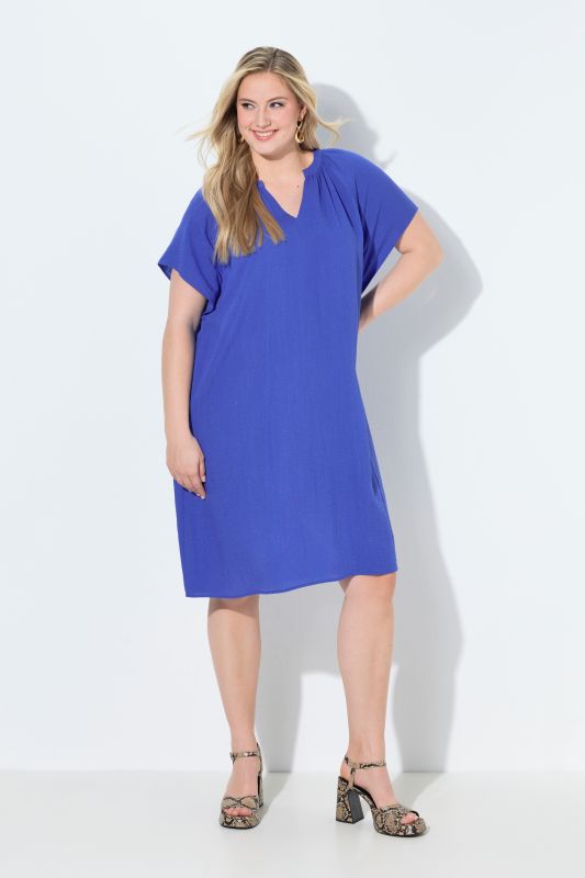 Linen Look Wing Sleeve Pocket Dress