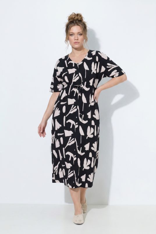 Eco Cotton Abstract Print Cap Sleeve Dress