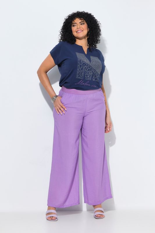 Textured Elastic Waist Pants