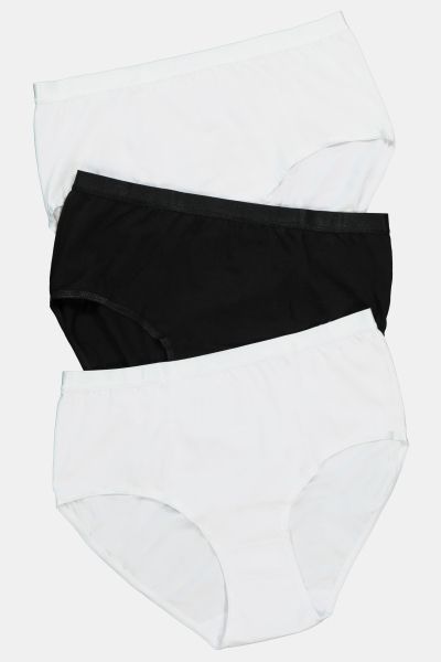 3 Pack of Stretch Cotton Panties - White, Black