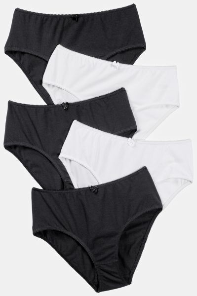 5 Pack of Stretch Cotton Panties - Black, White