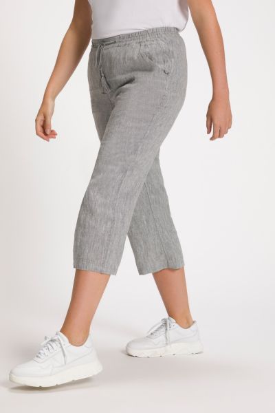 Cool Linen Elastic Waist Capri Pants