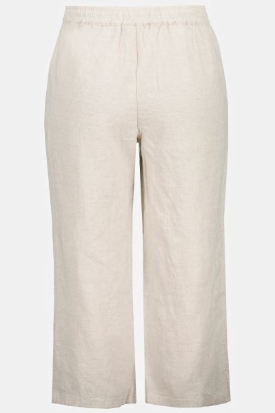 Cool Linen Elastic Waist Capri Pants