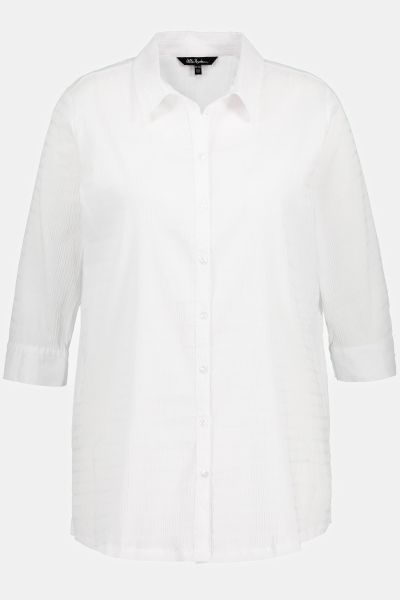 Bubble Texture Solid Button Front Stretch Shirt
