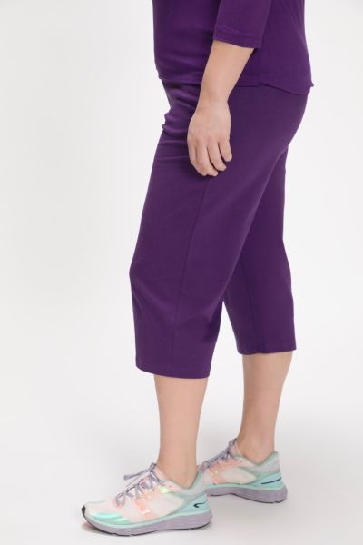 Knit Cotton Elastic Waist Pocket Crop Pants