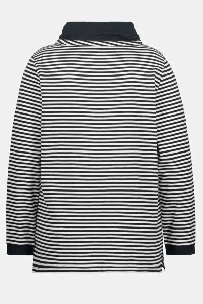 Fine Stripe Draped Collar Sweatshirt