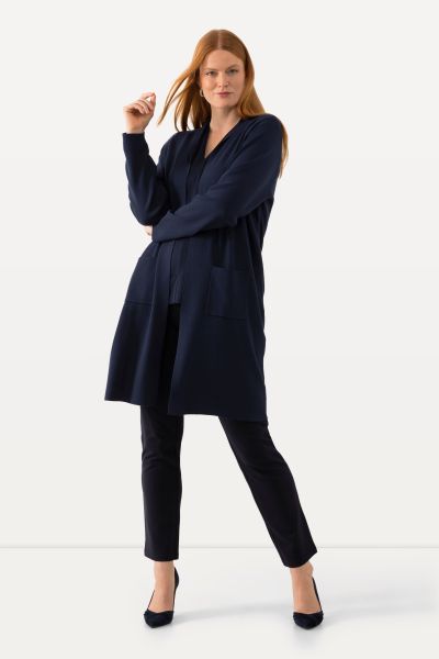 Long Pocket Open Front Cardigan Sweater