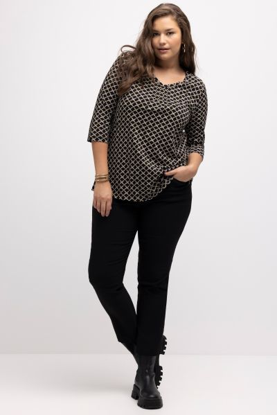 Diagonal Check Front Pleat A-line Fit Tee