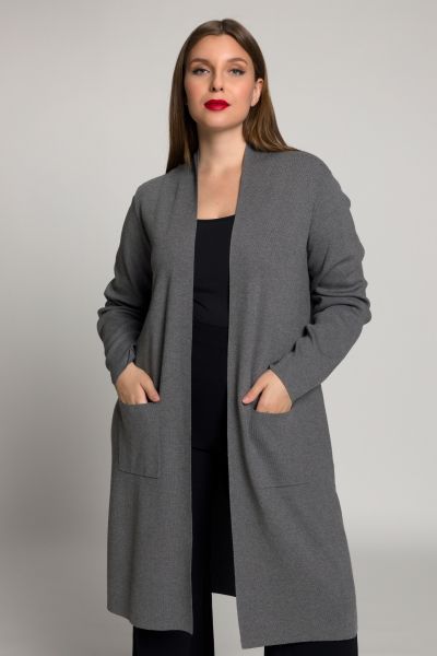Long Pocket Open Front Cardigan Sweater