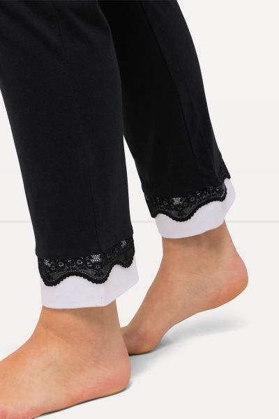 Lace Hem Super Soft Cotton Blend Knit Pajama Set