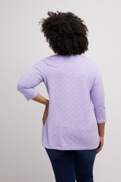 Check Print Round Notch Neck A-line Fit Tee