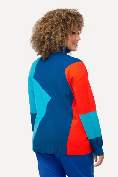 Colorblock Long Sleeve Turtleneck Sweater