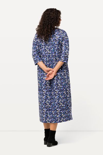Dot Print Empire Knit A-line Pocket Dress