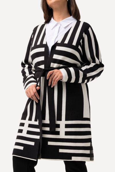 Longline Mixed Stripe Cardigan