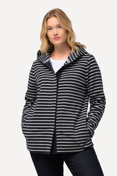 Striped Fleece Hooded Jacket
