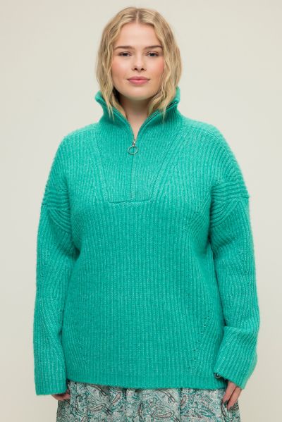 Troyer, sweater, oversized, ribbed knit, Troyer collar