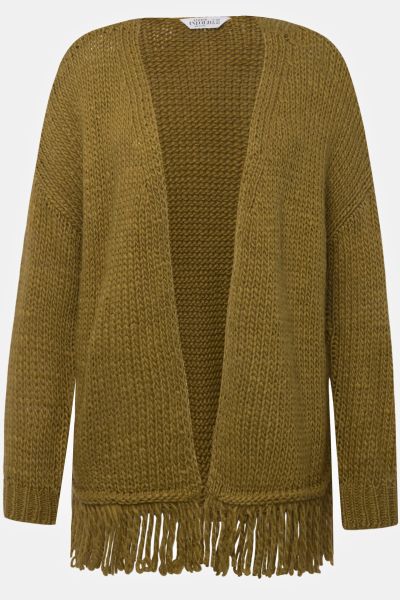 open cardigan, oversized, extra soft knit, fringed hem