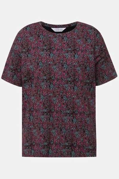 T-shirt, round neck, small paisley print