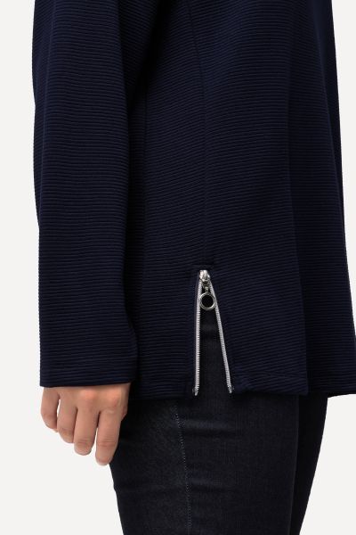 Cross Rib Textured Raglan Sleeve Stretch Sweatshirt
