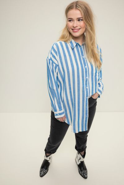 Striped Oversized Long Sleeve Blouse