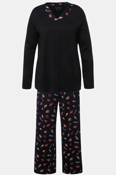 Kiss Print Flared Leg Pajama Set