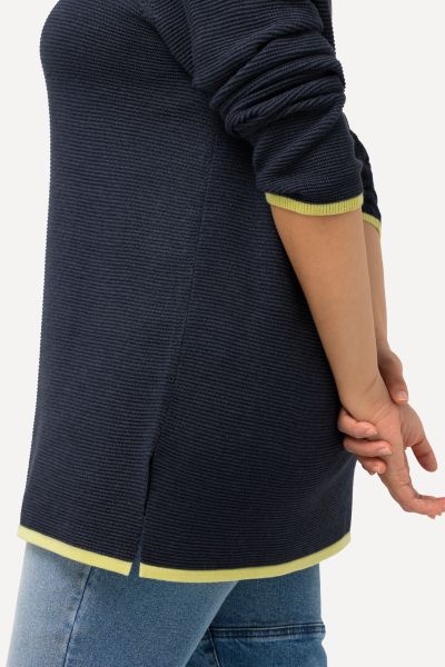 Garter Knit Long Sleeve Sweater