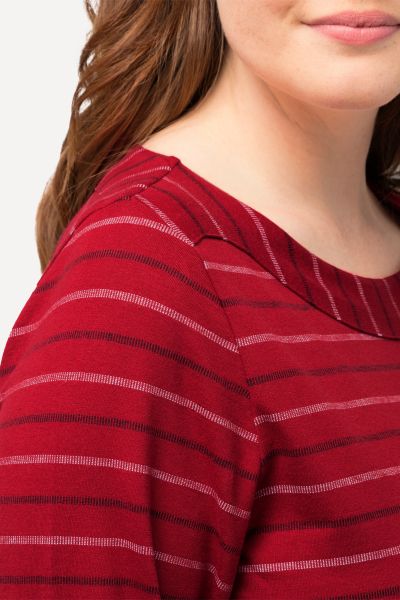 Eco Cotton Striped Boat Neck Long Sleeve Tee