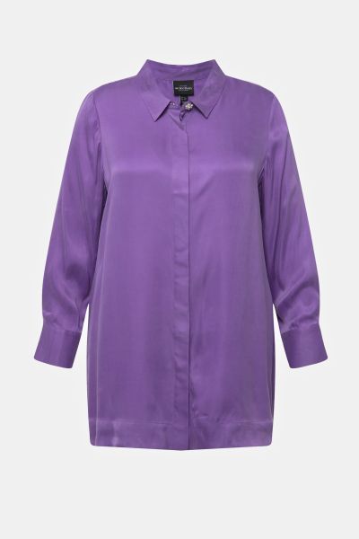 Long Sleeves Collared Cupro Blouse