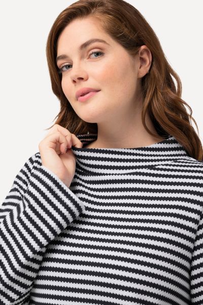 Eco Cotton Striped Textured Sweatshirt