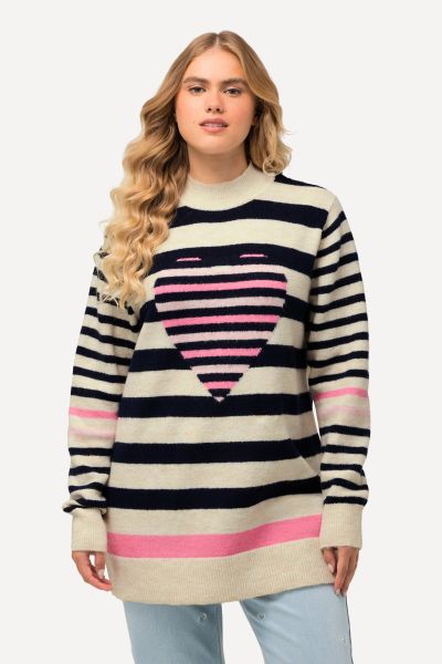 Mixed Stripe Heart Sweater