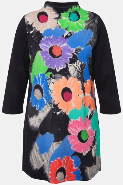 Retro Floral 3/4 Sleeve Knit Tunic