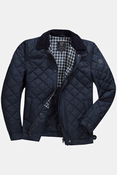 Corduroy Collar Diamond Quilt Jacket