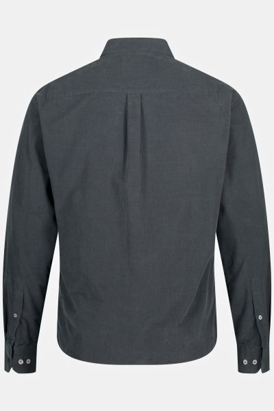 Corduroy shirt, long sleeve, button-down collar, modern fit, up to 8 XL