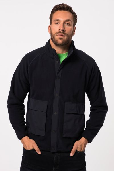 Fleece jacket, stand-up collar, flap pockets, 1/1 raglan