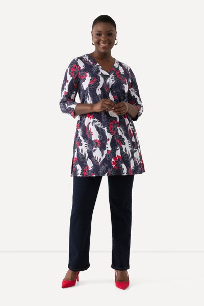 Floral Print Slinky Tunic Top