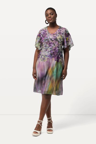 Hydrangea Print Chiffon Dress